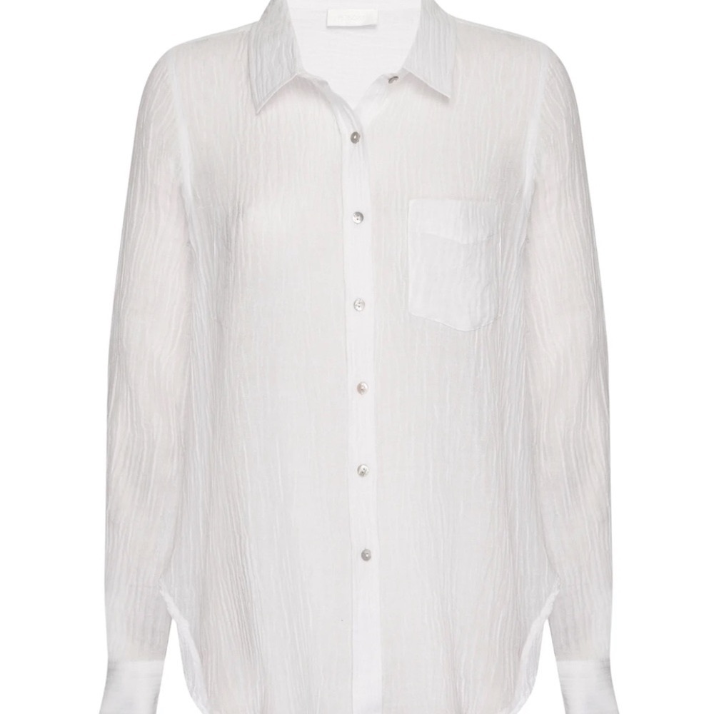 Monday Swimwear Monaco Shirt - White Crinkle Linen (size small)